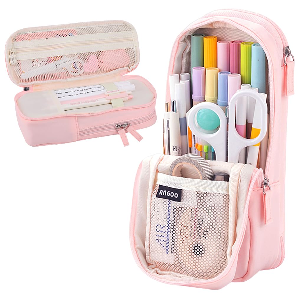 iSuperb Standing Pencil Case 2 Compartments Pencil Pouch Magnetic Mobile Phone Holder Bracket Pen