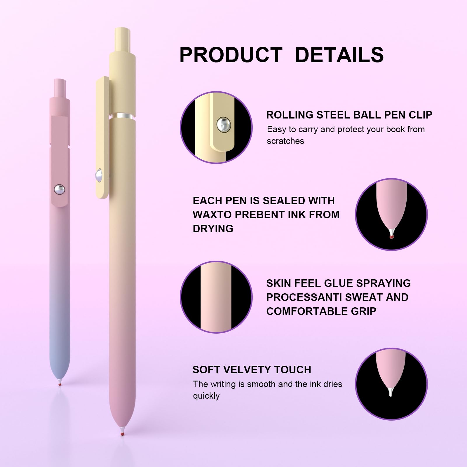 Kairsory Gel Pens,0.5mm Fine Point Quick Dry Black Gel Pen,Smooth Writing,High-End Series Aesthetic