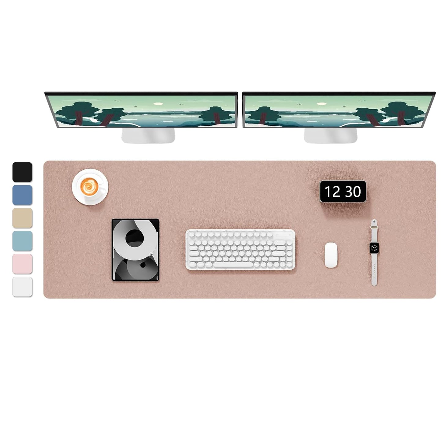 Hsurbtra Desk Pad, 48" x 17" PU Leather Desk Mat, XXXL Extended Mouse Pad, Waterproof Desktop