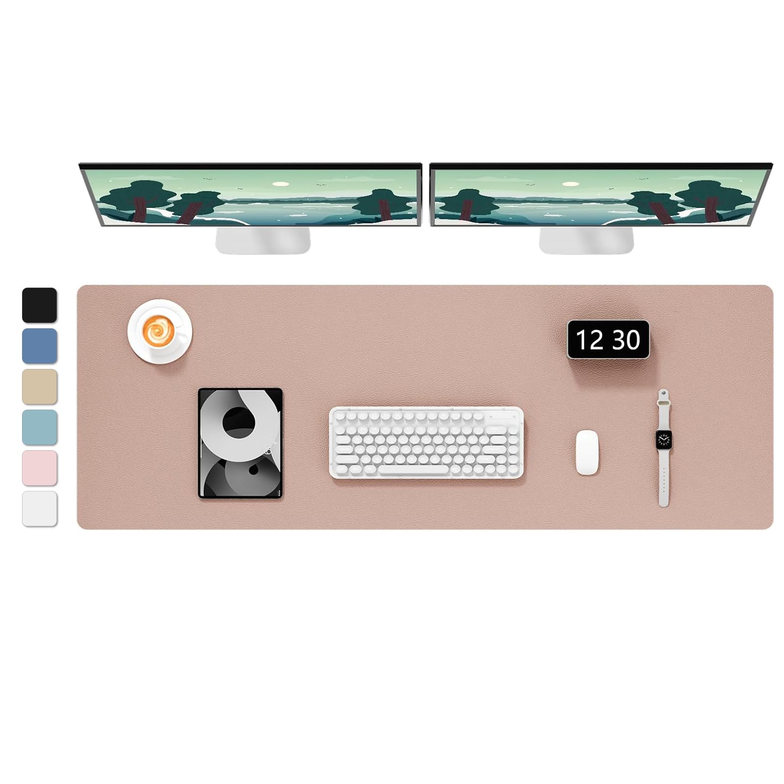 Hsurbtra Desk Pad, 48" x 17" PU Leather Desk Mat, XXXL Extended Mouse Pad, Waterproof Desktop