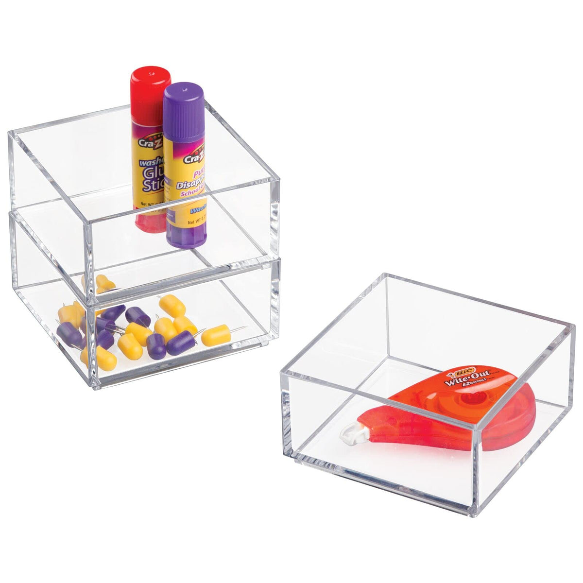 mDesign Plastic Square Desk Organizer - Create Section for Home Office Drawers, Desktop - Holds