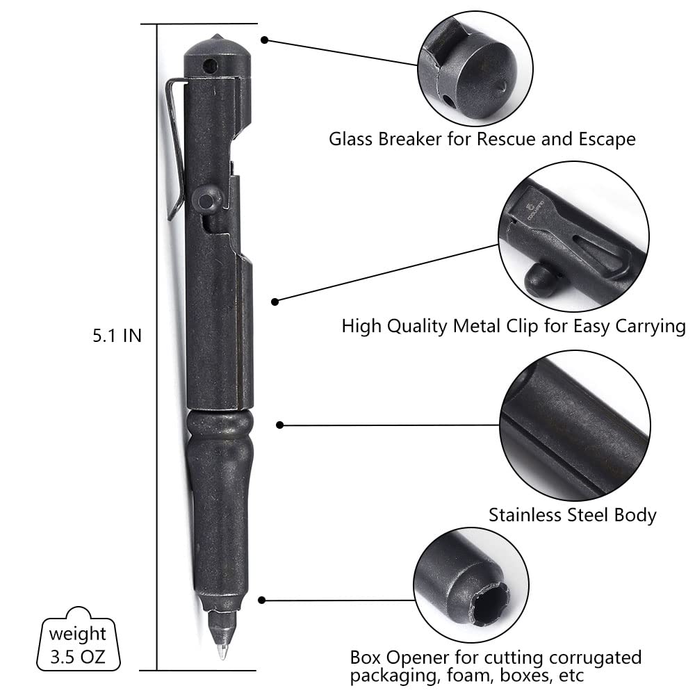 Cool Hand 5.1'' Bolt Action Tactical Pen, Cannon Style Stylus