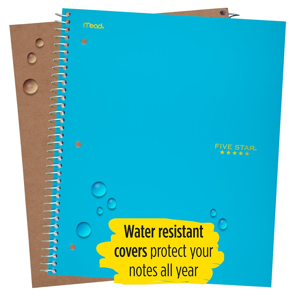 Five Star Spiral Notebook, 1 Subject, College Ruled Paper, 100 Sheets, 11" x 8-1/2", Color Selected