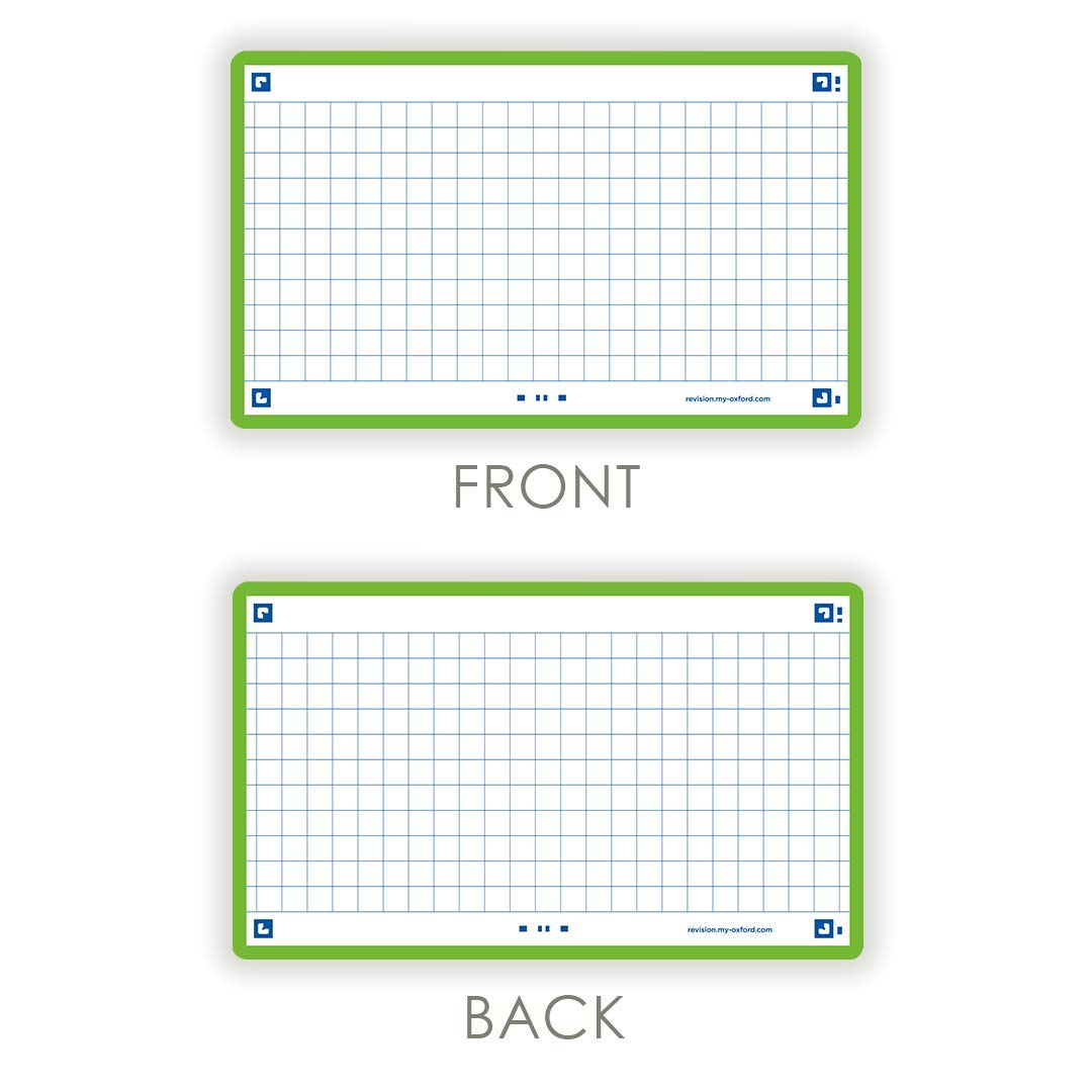 Flash Cards by Oxford, Squared with Green Frame, Pack of 80 Cards, 7.5x12.5cm Size 400133872