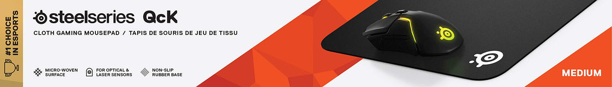 SteelSeries QcK Gaming Mouse Pad - Medium Thick Cloth - Peak Tracking and Stability - Black