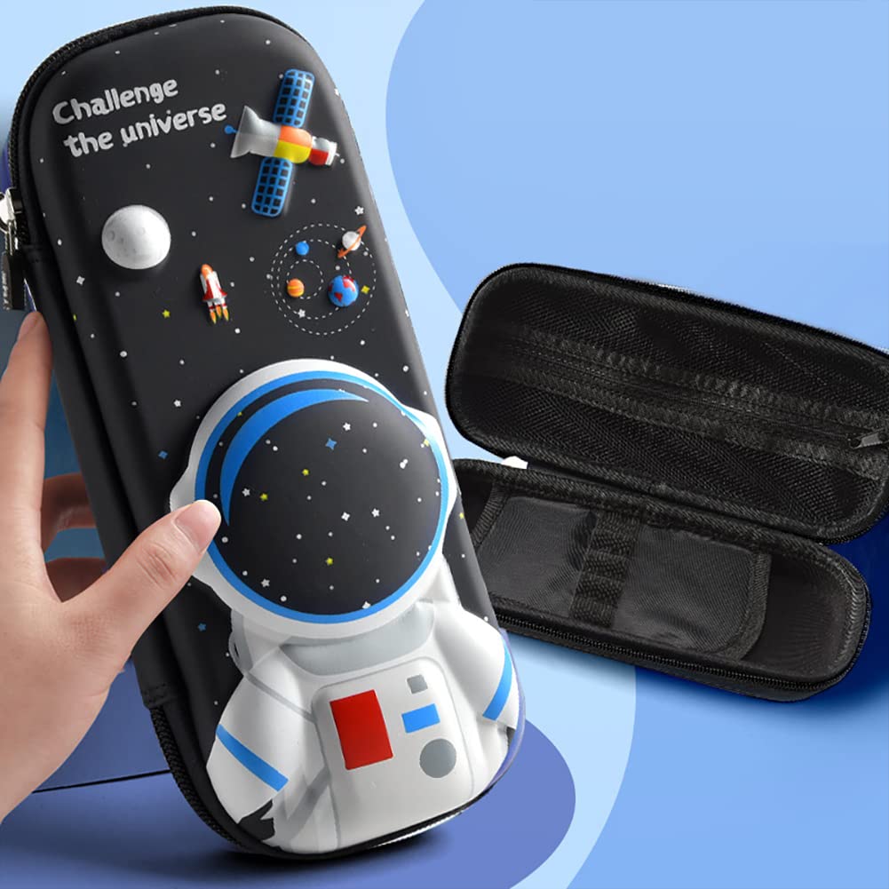 MCWTH Pencil Case for Kids Boys 3D Astronaut Large Capacity Waterproof Pencil Box with Compartments