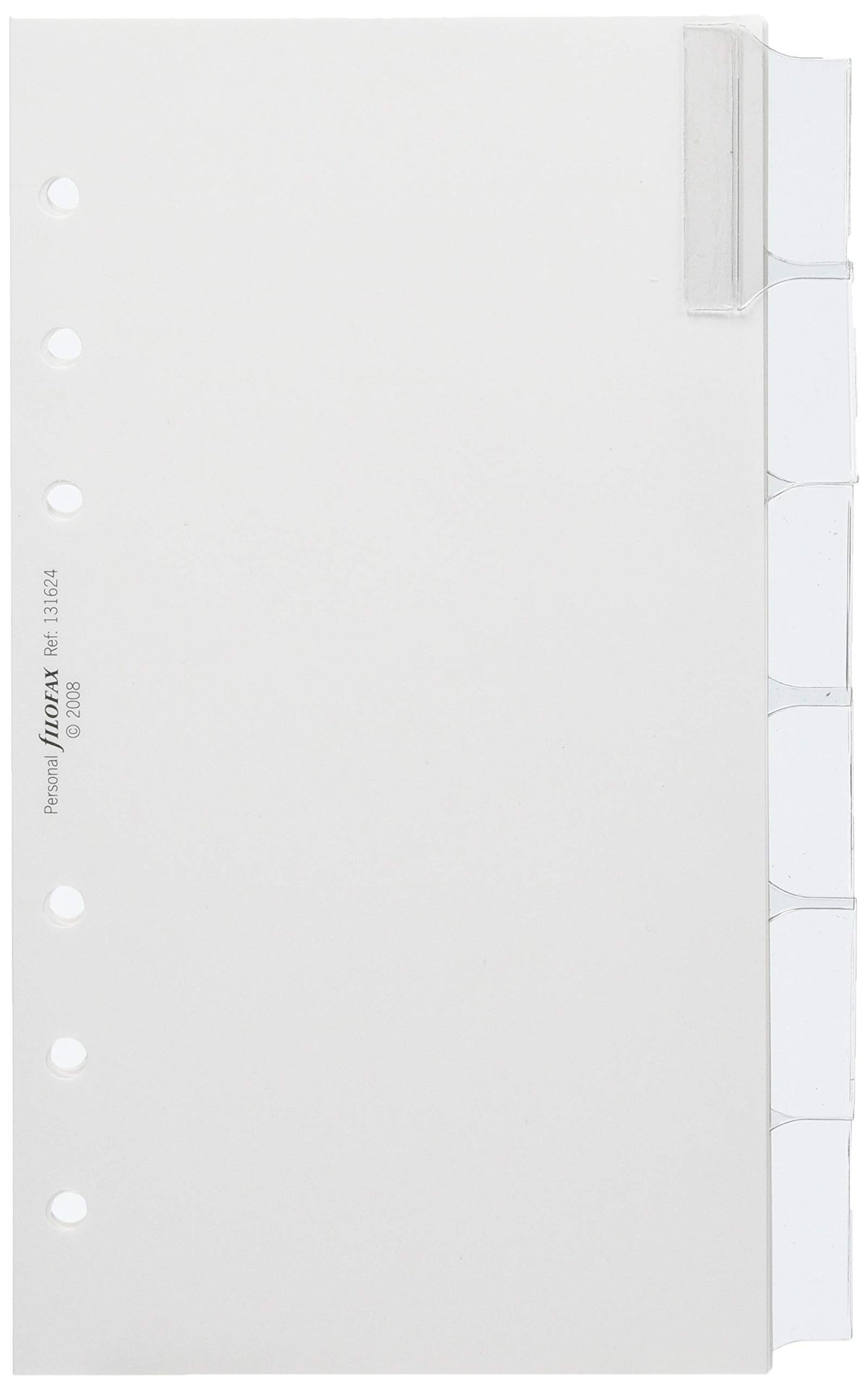 Filofax Personal Blank Index with Multi-Coloured Labels 6 Tabs - White