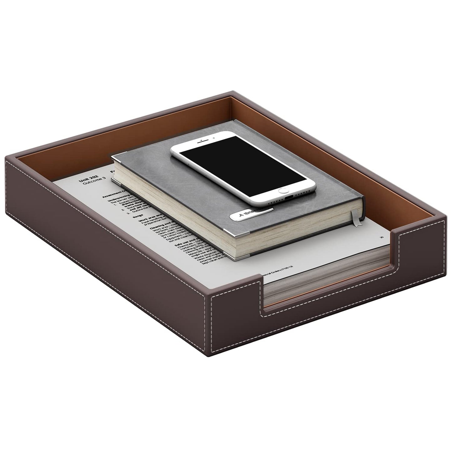 Leather Letter Tray, Thipoten Elegant Desk Organizer for Office Supplies, Mail, Paper, File