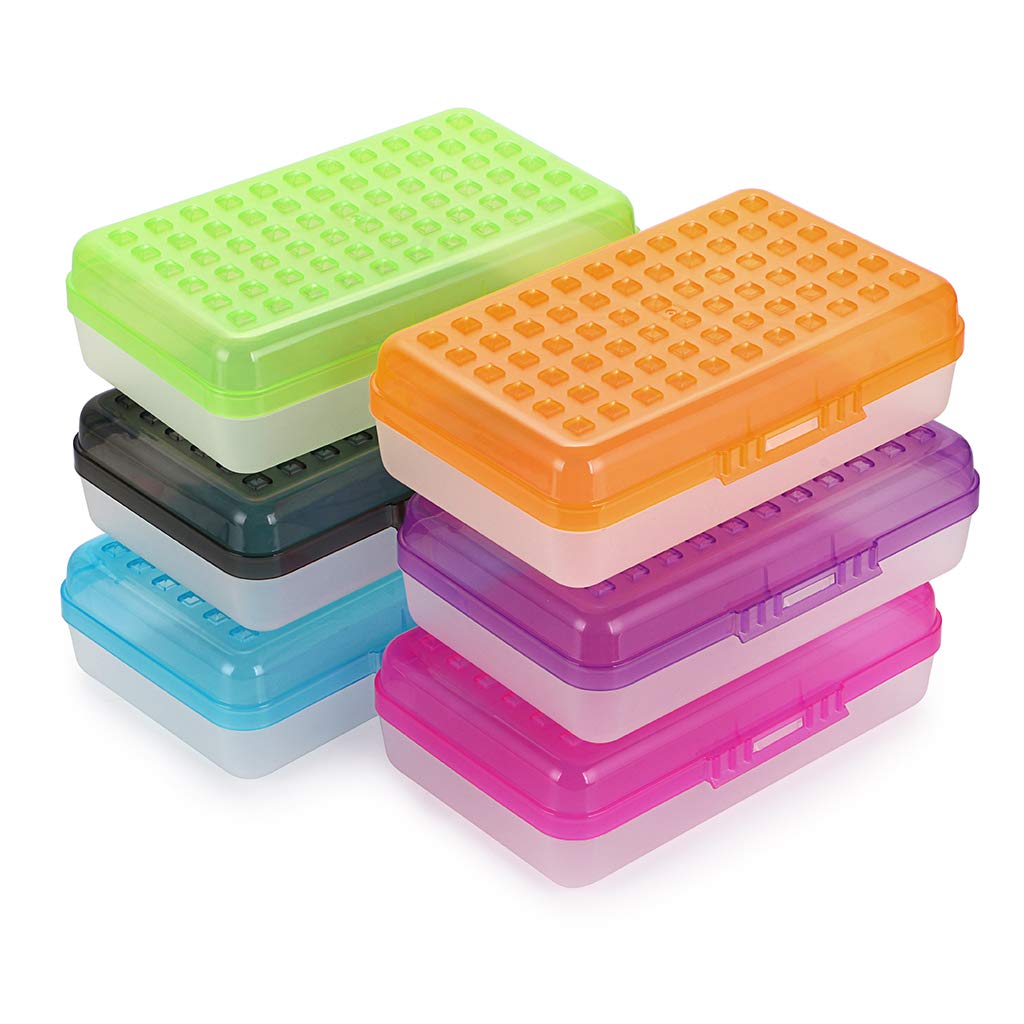 BTSKY 6 Pack Multipurpose Utility Box- Large Capacity Pencil Box with Lid Snap Closure Pencil