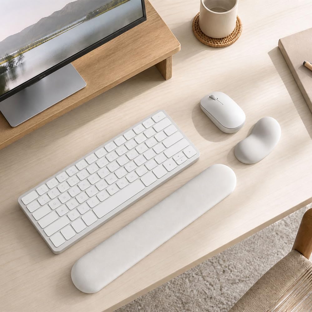 Ergonomic Wrist Rest Set for Keyboard and Mouse | Cooling Gel & Slow-Rebound Memory Foam Palm