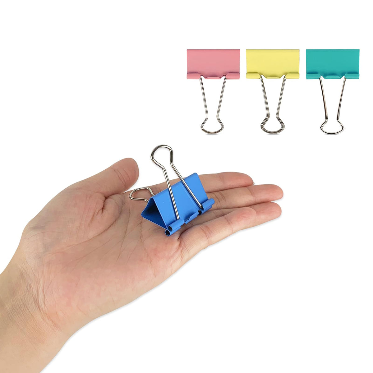 Ykimok Large Binder Clips, 1.6 inch, 24 Pack, Colored Binder Clips, Paper Clamps Large Size for