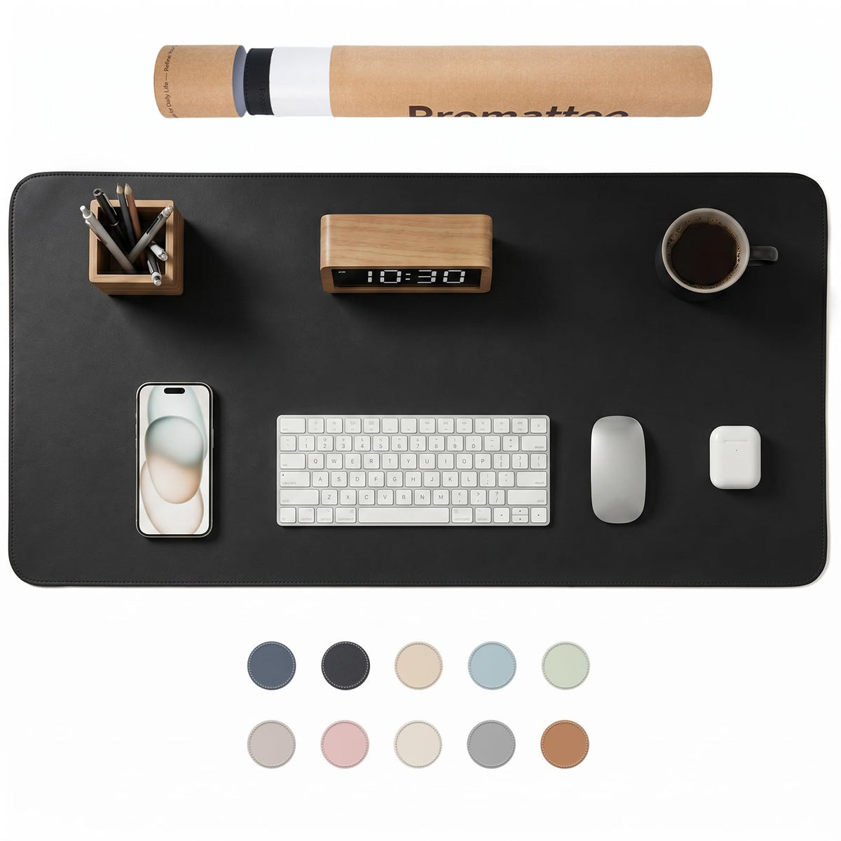 PROMATTOO Large Desk Pad Non-Slip Desk Mat Protector for Keyboard Mouse Waterproof Vegan Leather