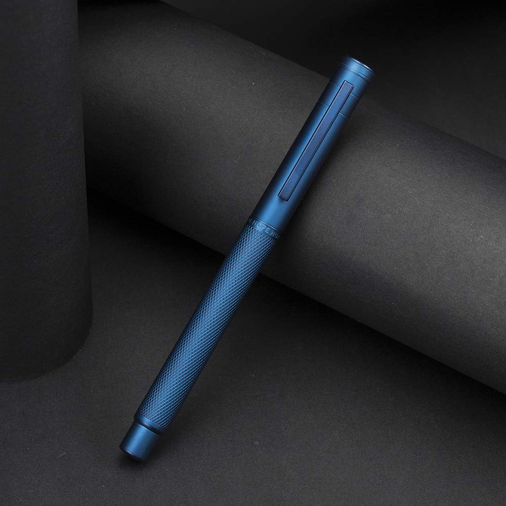 Dark Blue Forest Fountain Pen Fine Nib Classic Design with Converter and Metal Pen Case Set by