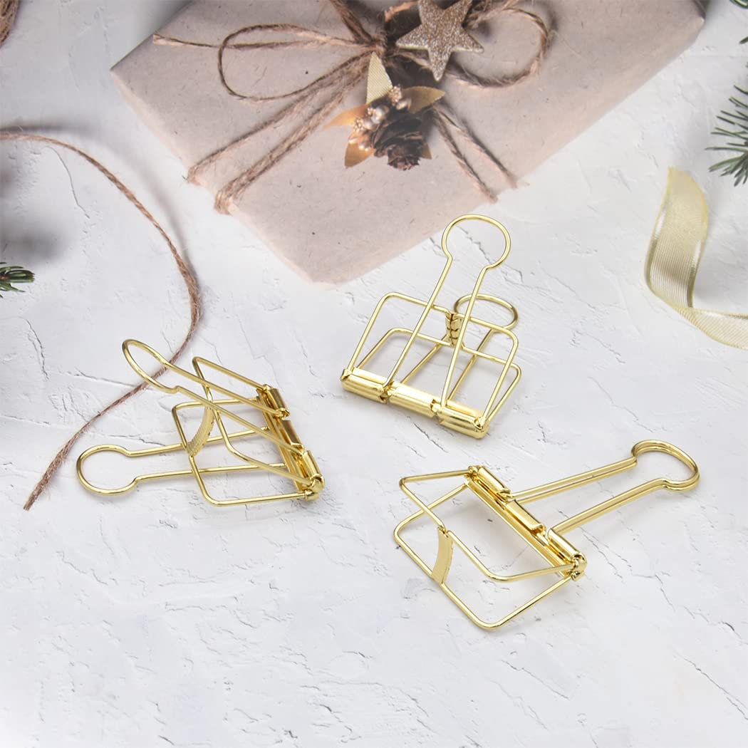 Extra Large Binder Clips 2 Inch, Big Paper Clamps Gold for Office School Supplies (15Pcs)