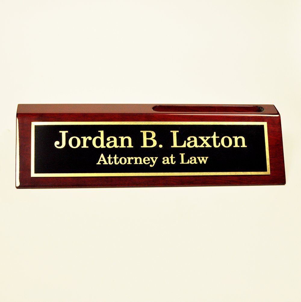 Desk Name Plate with Card Holder | Custom Name Plate | Personalized Desk Plate with Business Card