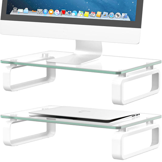 Hemudu 2 Pack Computer Monitor Stand Riser Multi Media Desktop Stand for Flat Screen LCD LED TV