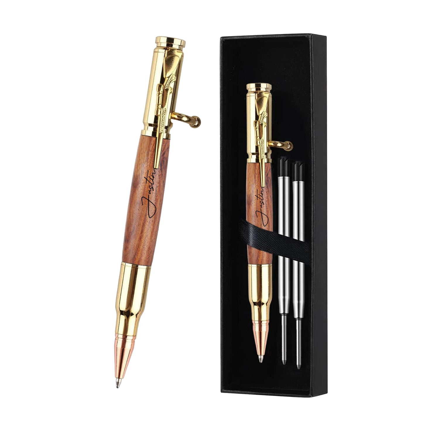 Blireana Personalized Bolt Action Pen Gift Set,Free Engraved Metal Ballpoint Pen with 2