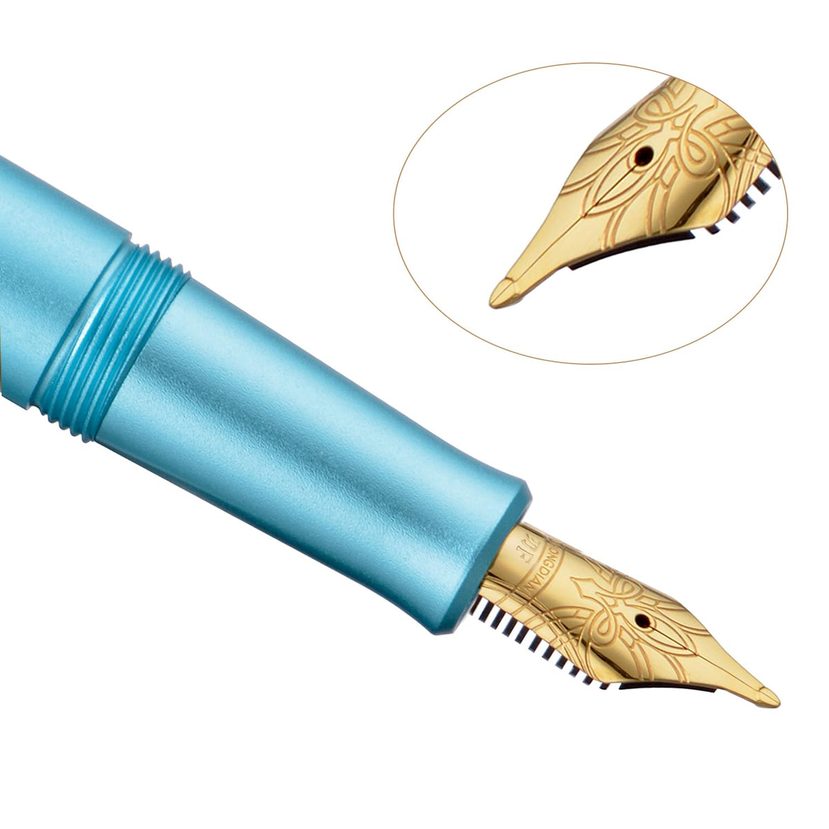 HONG DIAN M2 Black Forest Mini Fountain Pen, Long Blade Nib & Sleek Shape Aluminium Short Pocket