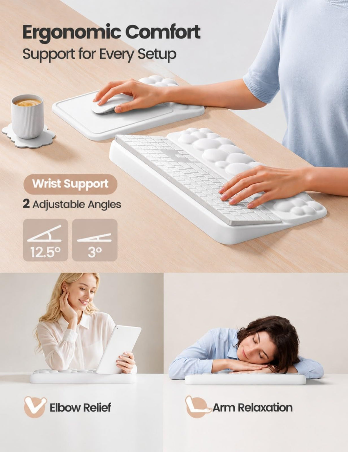 Vaydeer Keyboard Riser and Mouse Pad with Wrist Rest Set, Coaster Included