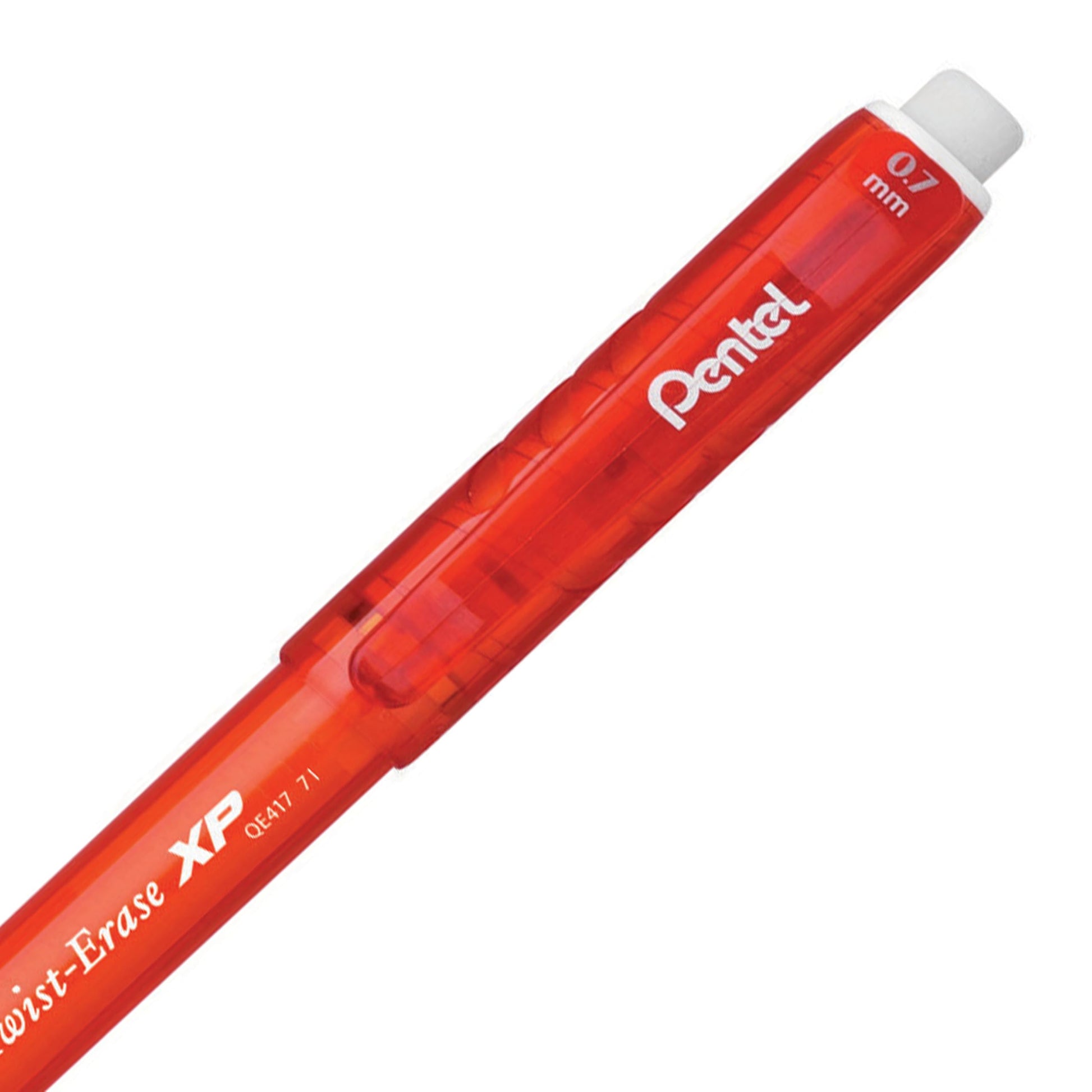 Pentel Twist Erase EXPRESS Automatic Pencil, 0.7mm Lead Size, Red Barrel, Box of 12 (QE417B)