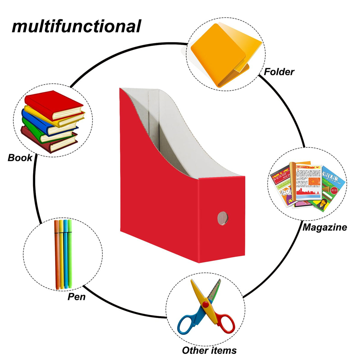 Limitliho 24 Pack Six color Cardboard Magazine Holder for Desk or Shelves