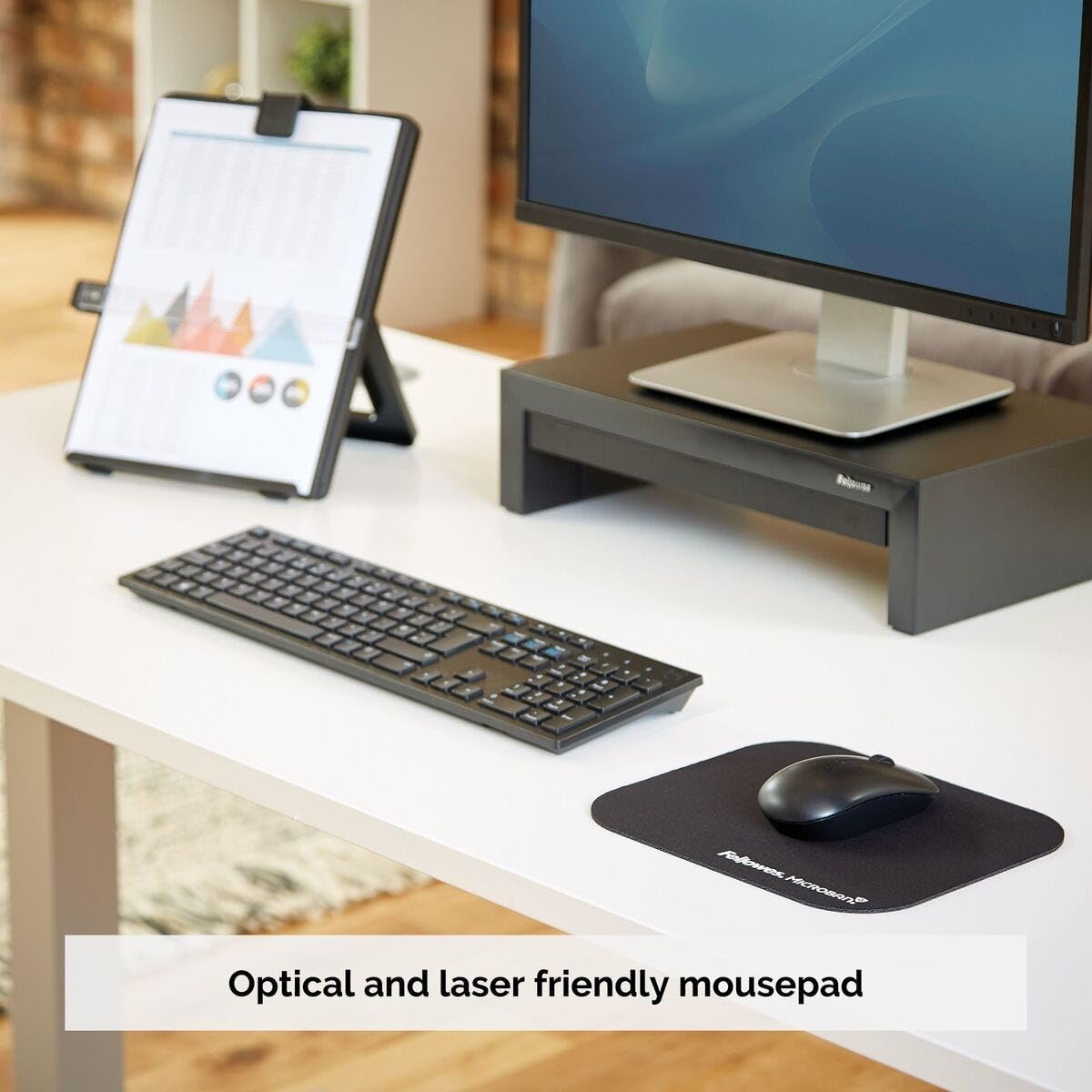 Fellowes Mouse Mat with Non-Slip Rubber Base - Mouse Pad with Antibacterial Protection - Suitable
