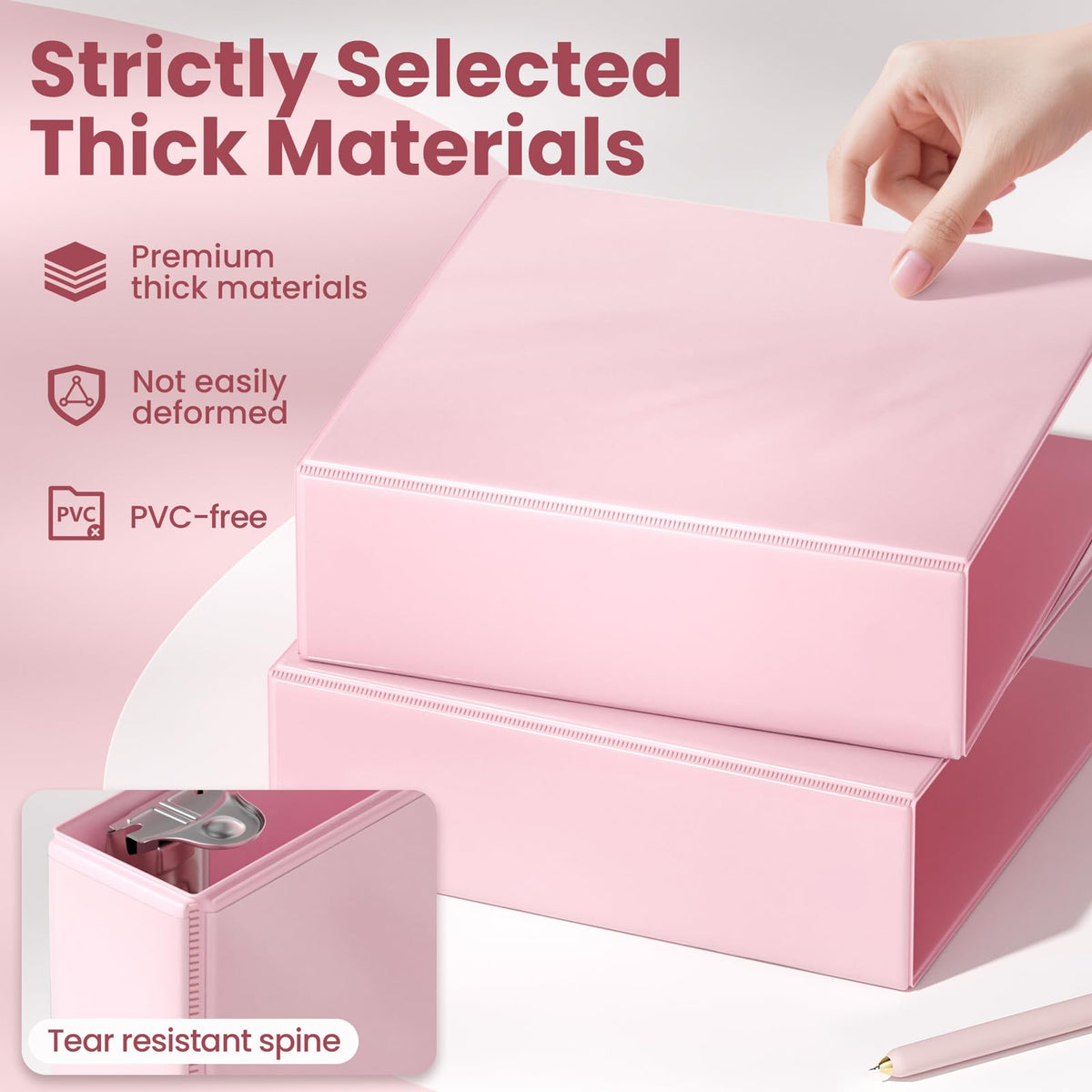 SUNEE 3 Ring Binder 3 Inch D Ring, Clear View Binder Three Ring PVC-Free (Fit 8.5x11 Inches) for