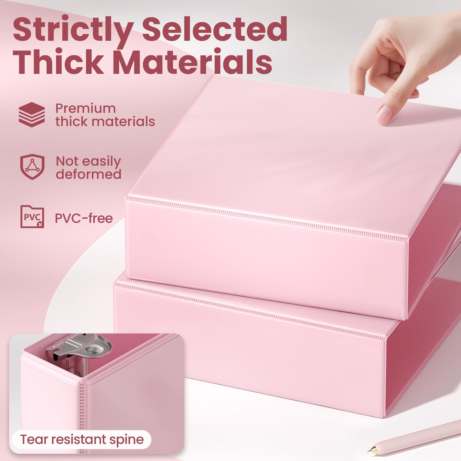 SUNEE 3 Ring Binder 3 Inch D Ring, Clear View Binder Three Ring PVC-Free (Fit 8.5x11 Inches) for