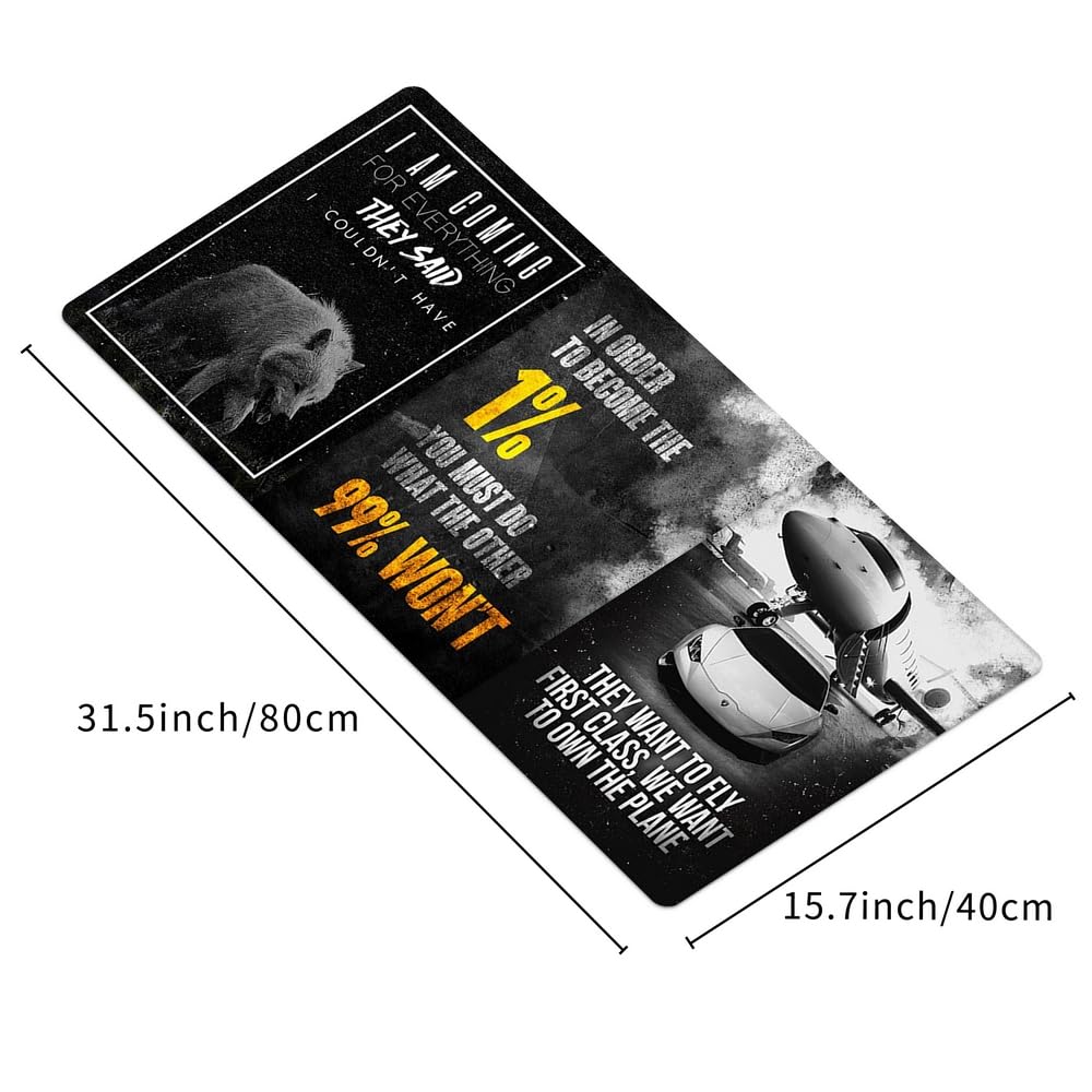 Reateforin Black and White Keyboard Mat Inspirational Mousepad Motivational Office Long Mouse Pad