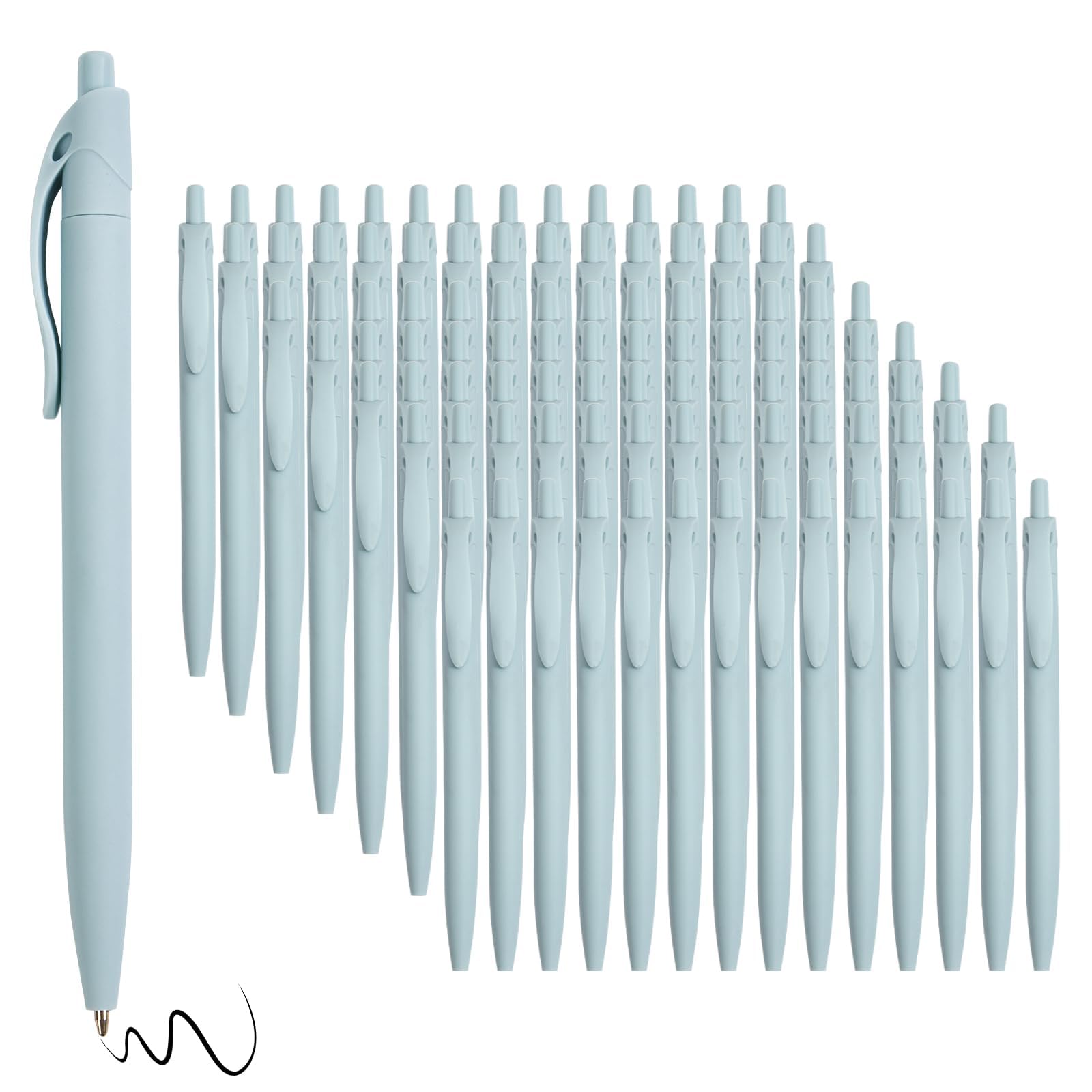 Wiaziert BallPoint Pens, 100 Pack (BLACK Ink),Bulk Pens, Mint Blue Barrel,Click Pens for Office