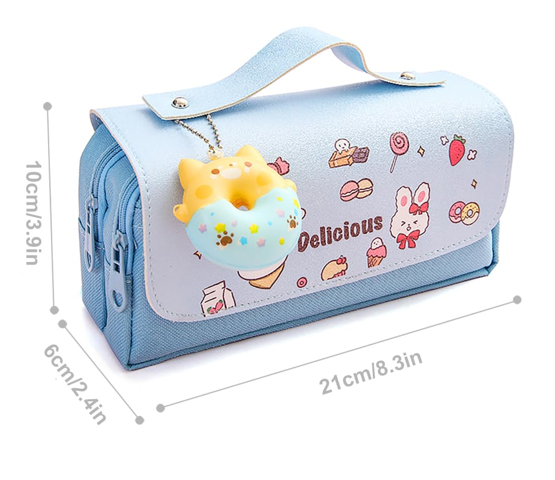 Pencil Case for Girls, Kids Large Capacity Cute Pencil Box with Compartments School Organizer Pen
