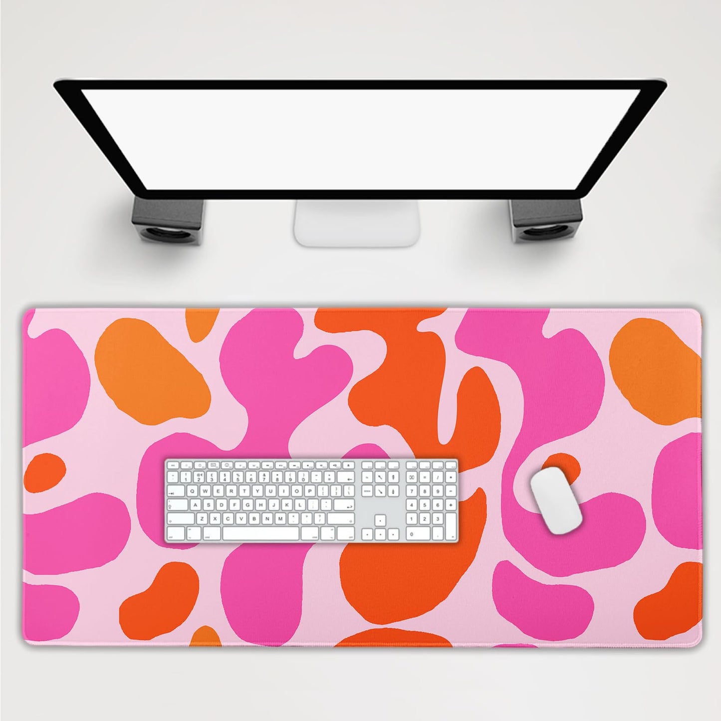 Pink Orange Cute Gaming Mouse Pad Extended 3XL Kawani Preppy Abstract Modern Geographic Large Desk