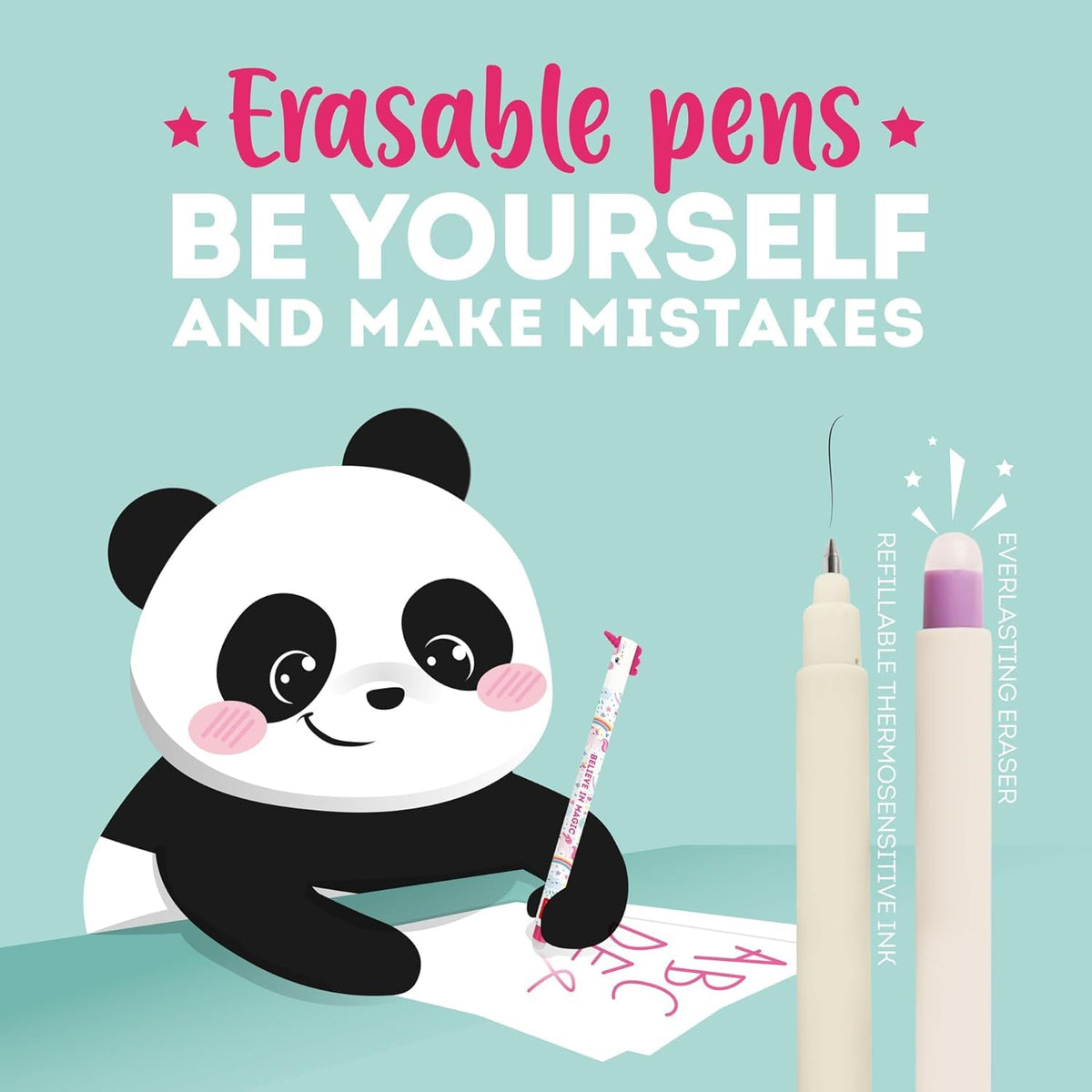 LEGAMI - Set of 5 Erasable Gel Pens with Thermosensitive Erase Ink, Range of ink colours & barrel