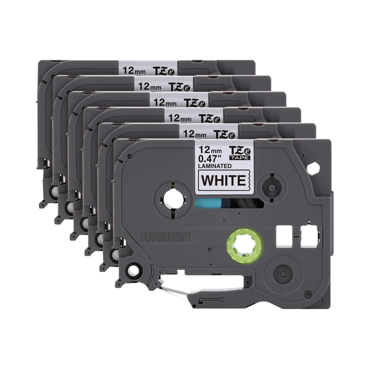 Brother Genuine P-Touch, TZe-231 6 Pack Tape ½” (0.47”) x 26.2 ft. (8m) 6-Pack Laminated P-Touch