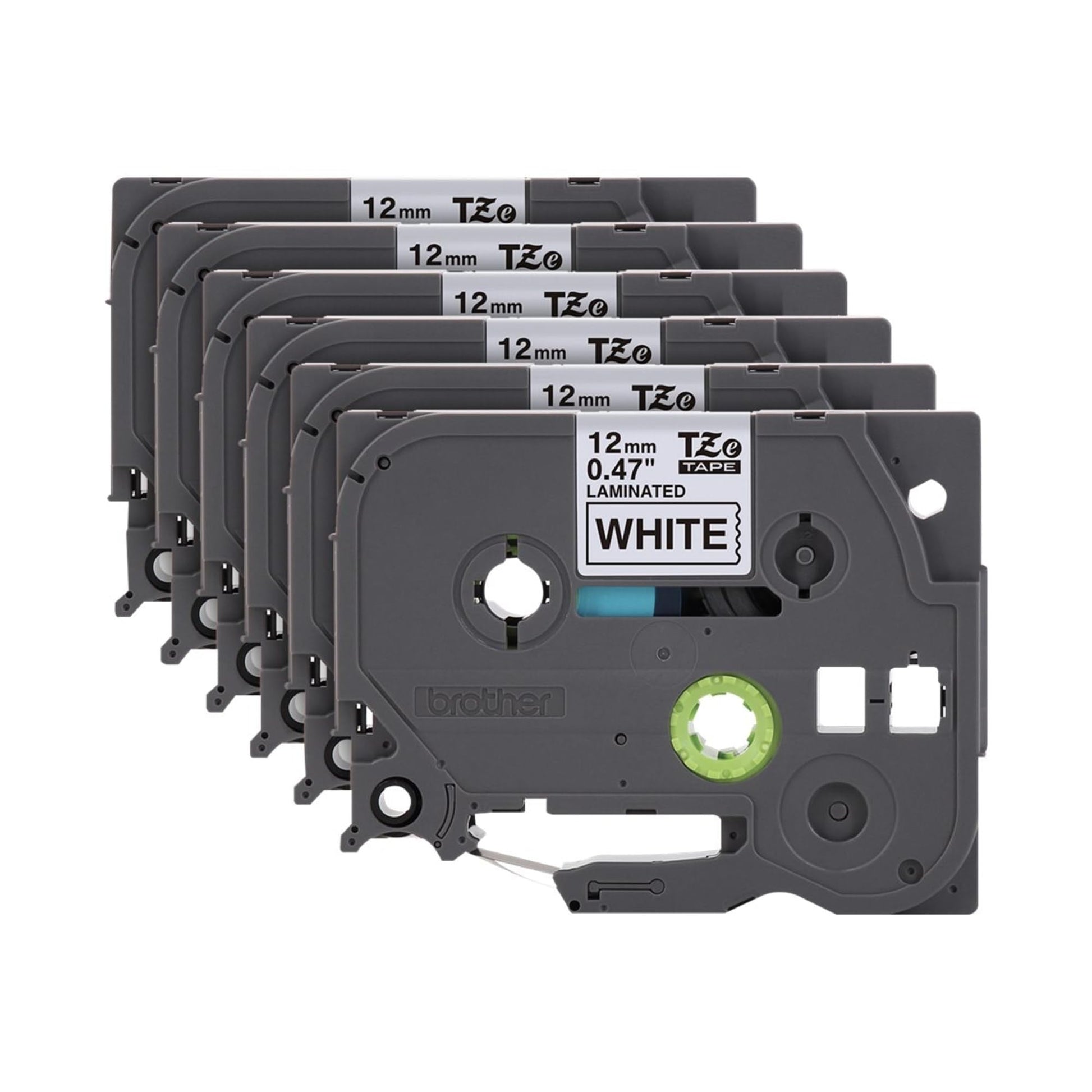 Brother Genuine P-Touch, TZe-231 6 Pack Tape ½” (0.47”) x 26.2 ft. (8m) 6-Pack Laminated P-Touch
