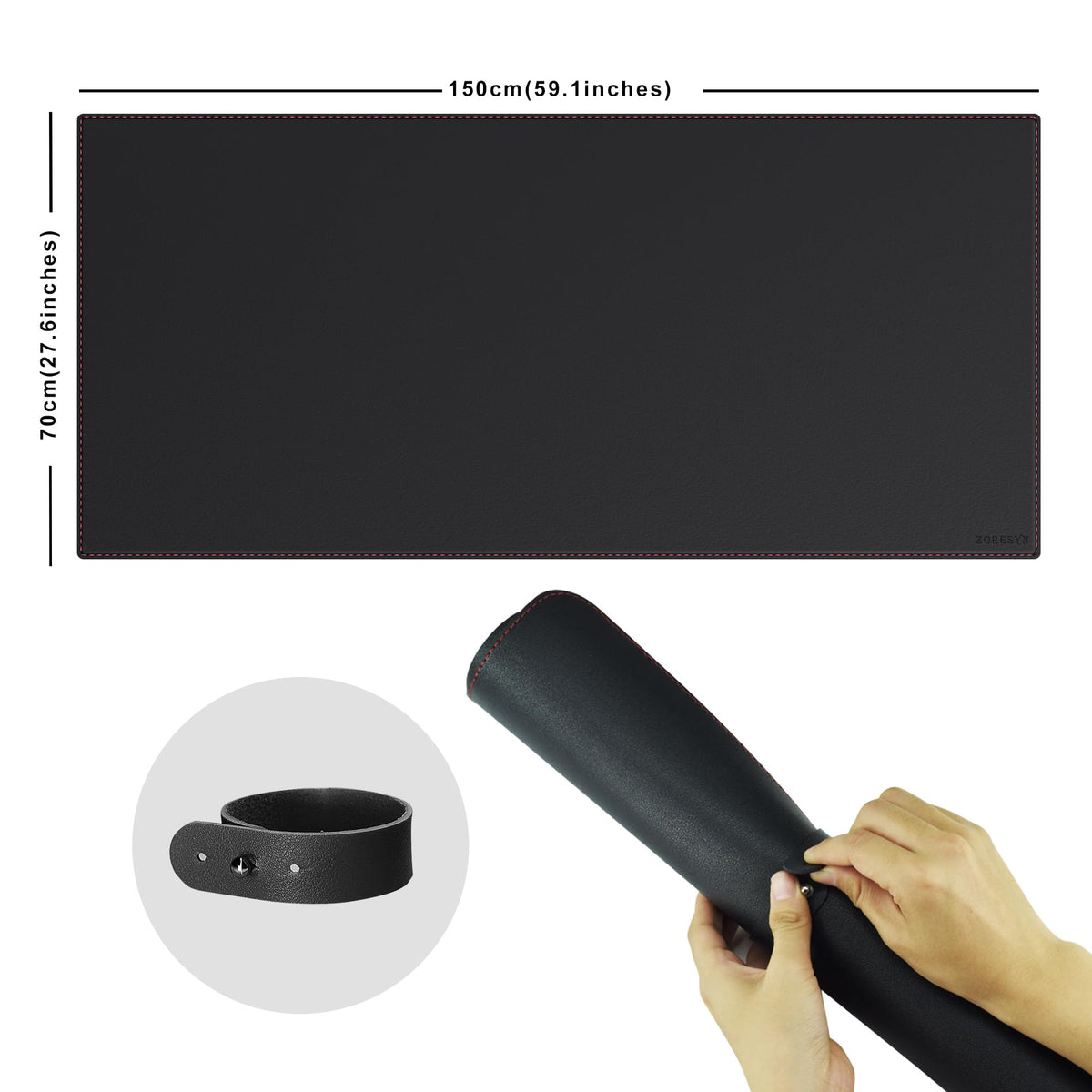 ZORESYN 59.1"x27.6" PU Leather Desk Pad Protector Black