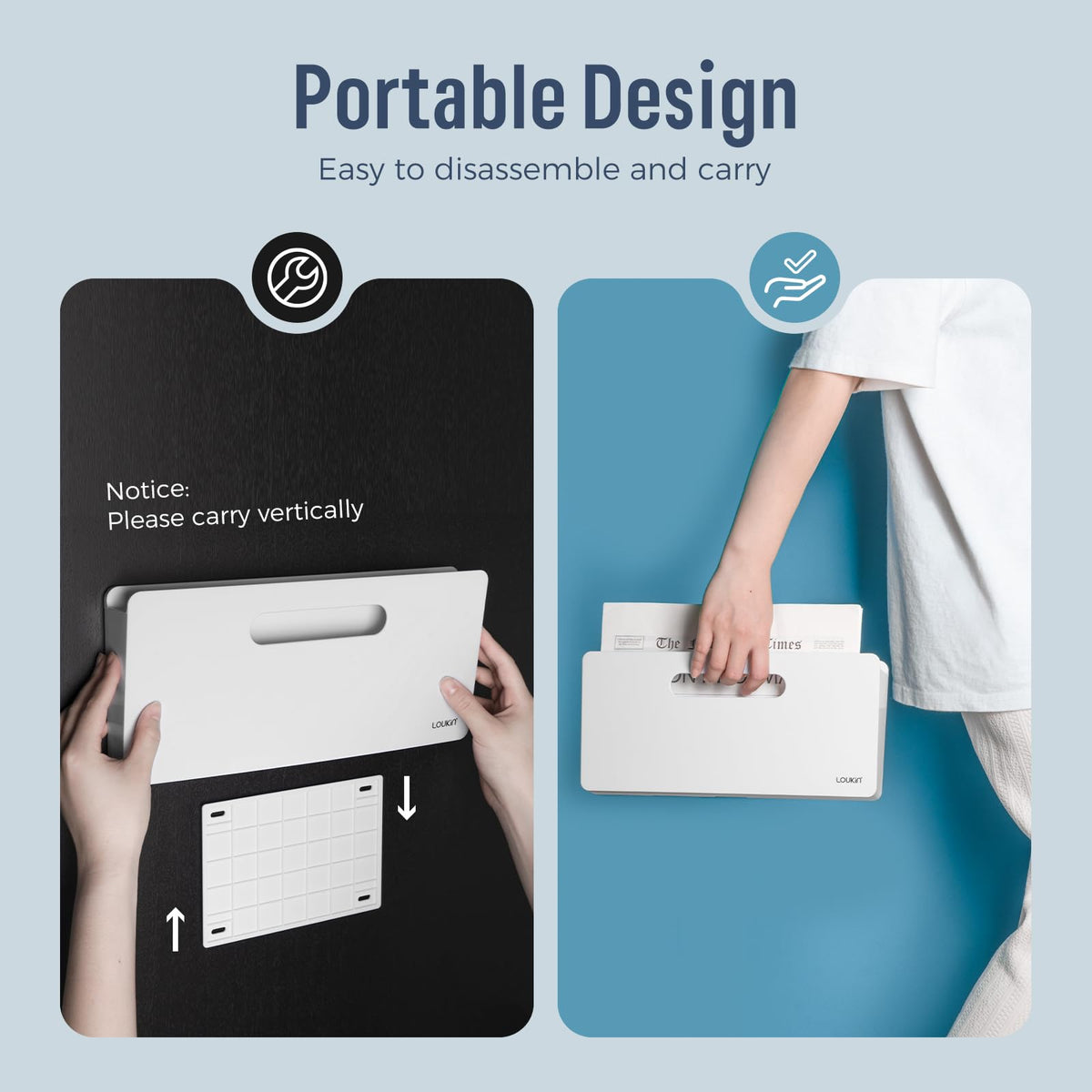 loukin Magnetic File Holder, Wall Mount Paper Organizer, 3 Mount Options