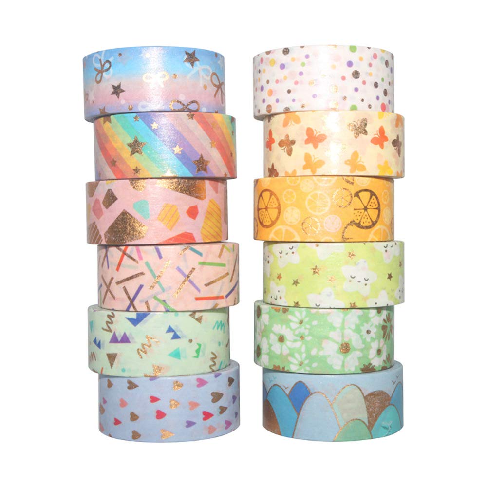 YUBBAEX Floral Gold Washi Tape Set VSCO Foil Masking Tape Decorative for Arts, DIY Crafts, Journal