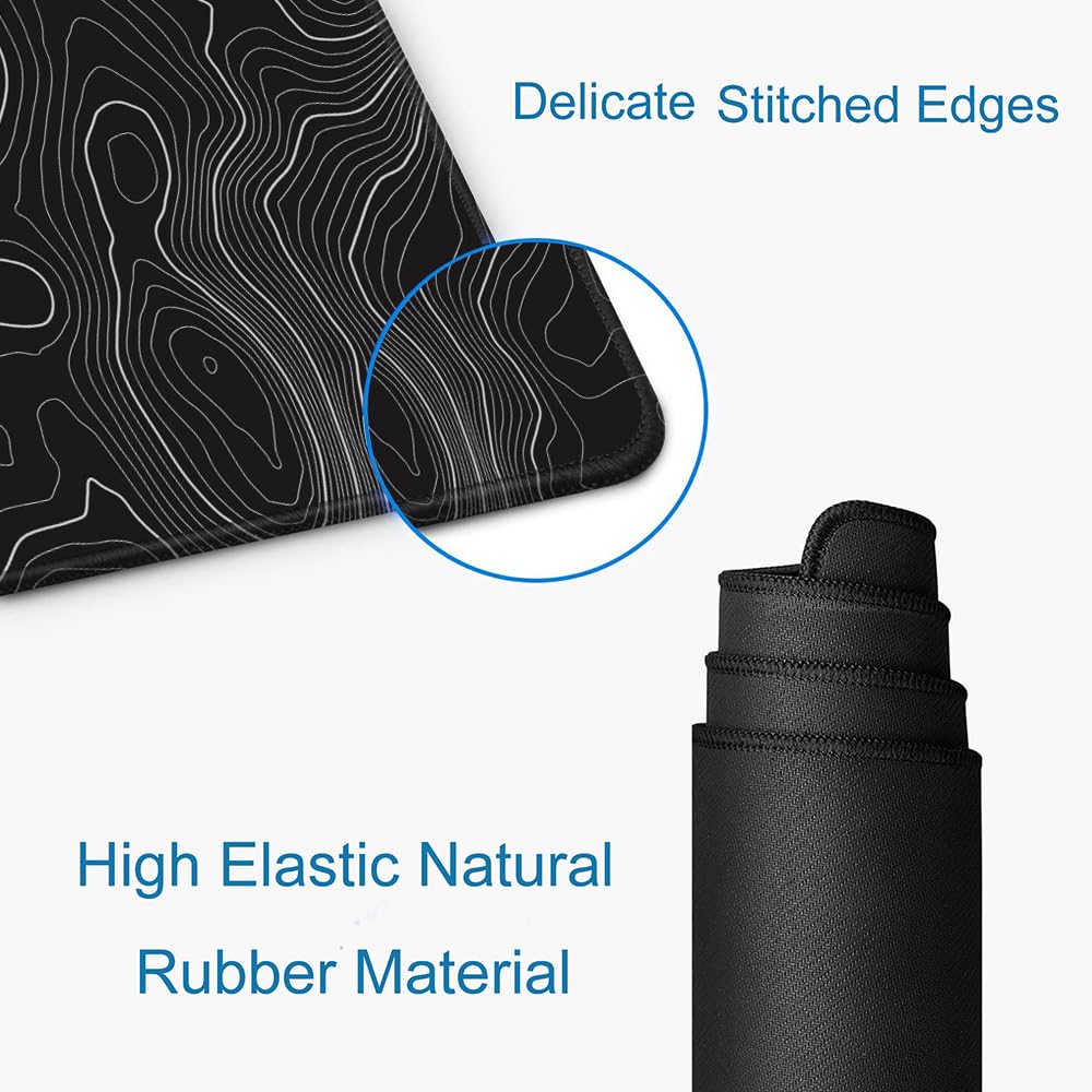 SANWUMIAN Gaming Mouse Pad, Large Topographic Mouse Pads for Desk, Non-Slip Rubber Base Mousepad