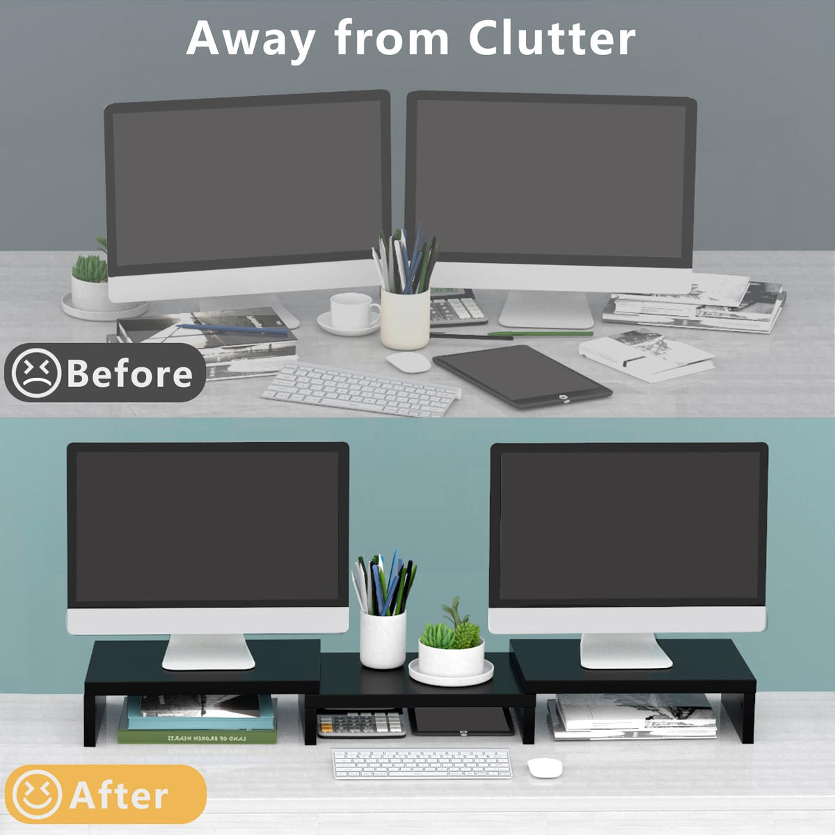 TAVR Monitor Stand Riser, Office Desktop Organizer Stand for 2 Monitors