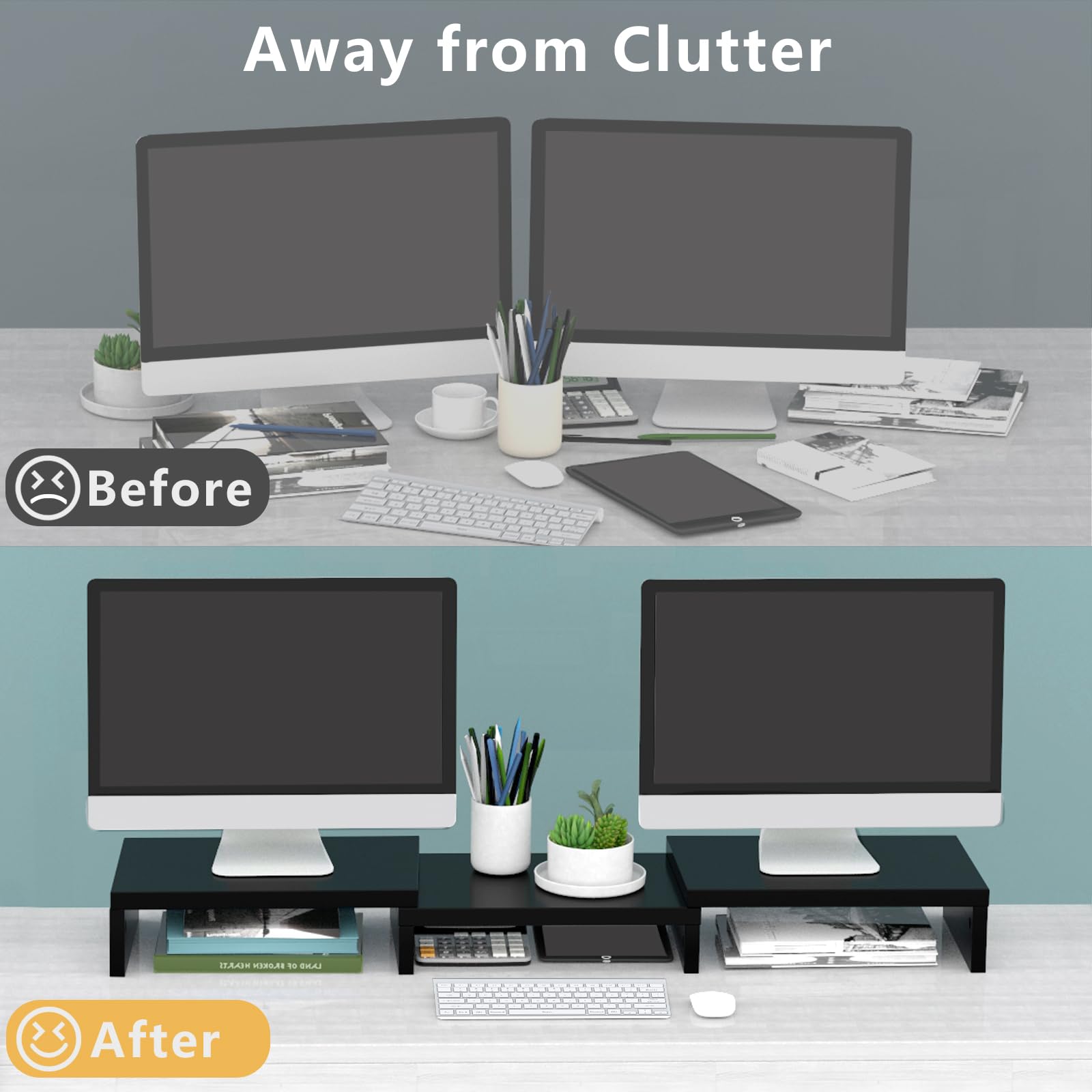 TAVR Monitor Stand Riser, Office Desktop Organizer Stand for 2 Monitors