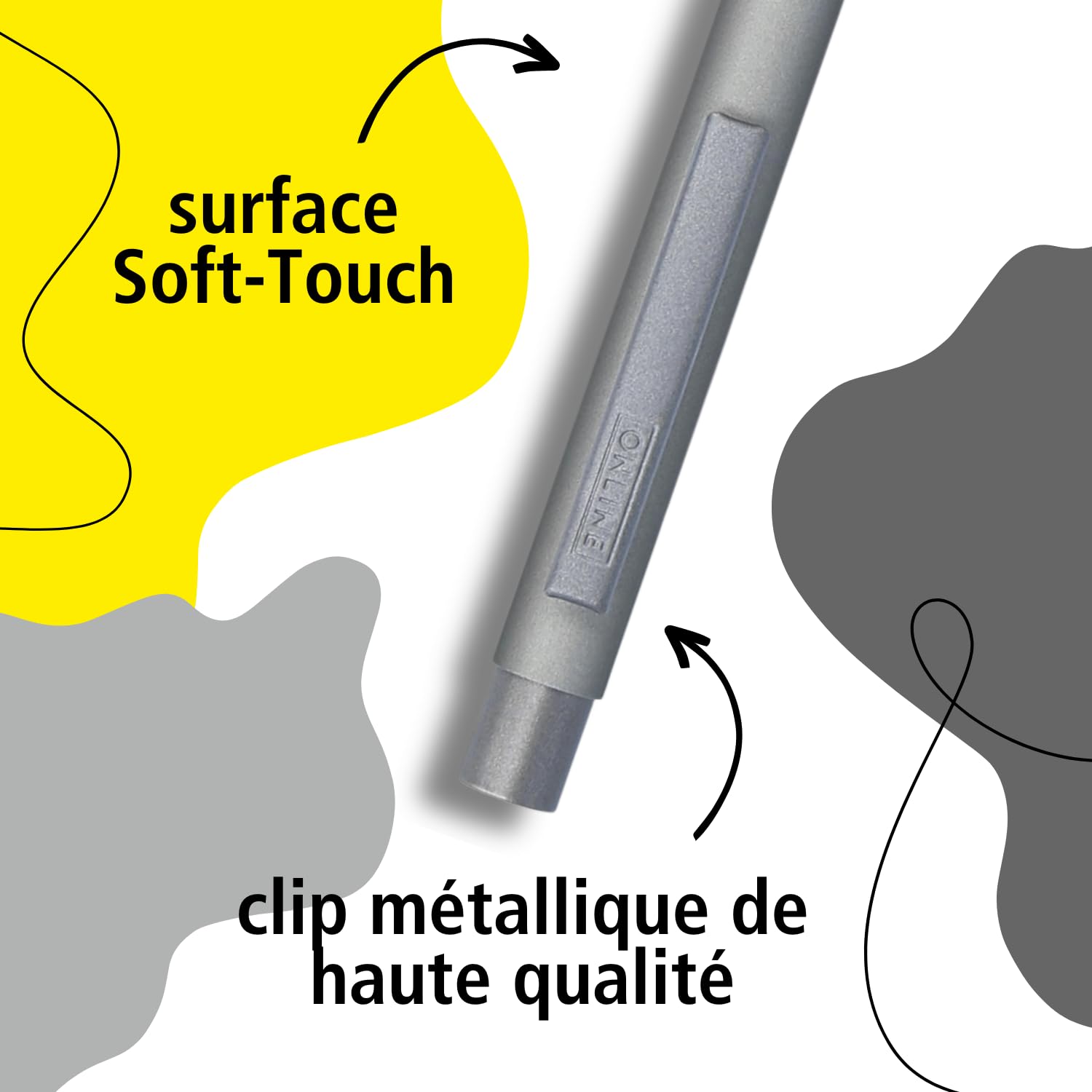 Online Soft Metal ballpoint pen, Pure Grey, retractable ball pen, aluminum, replaceable refill