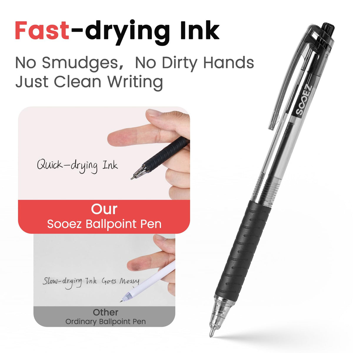 Sooez 150 Pack Bulk Pens Ballpoint, Smooth Writing Pens with Soft Grip