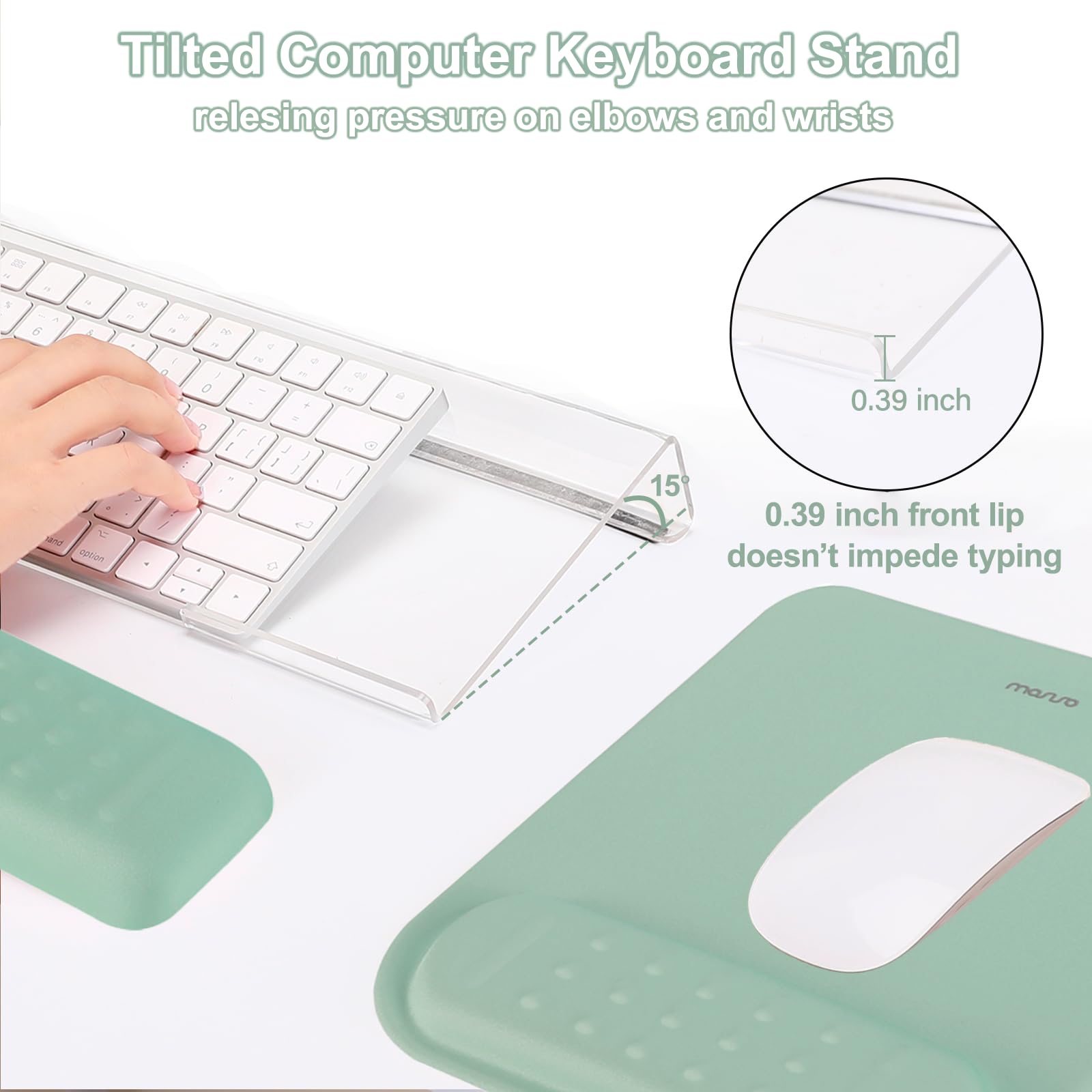 MOSISO Keyboard Stand&Wrist Rest Support for Keyboard &Mouse Pad Set