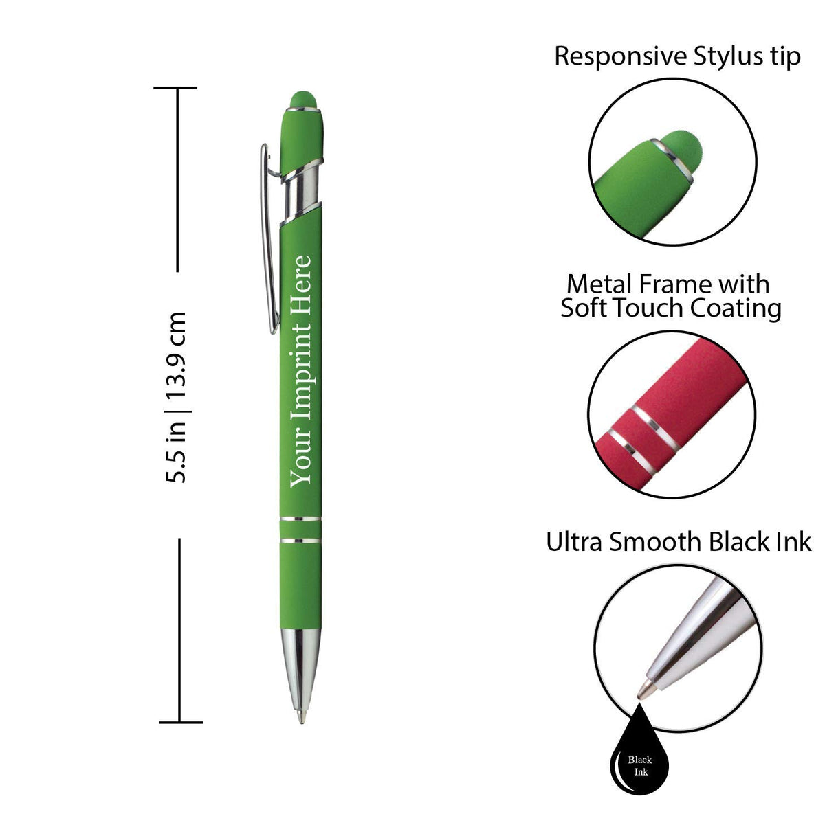 ExpressDesigns™ - Premium Custom Pens with Stylus | Burst of Color | Personalized Soft Touch Metal