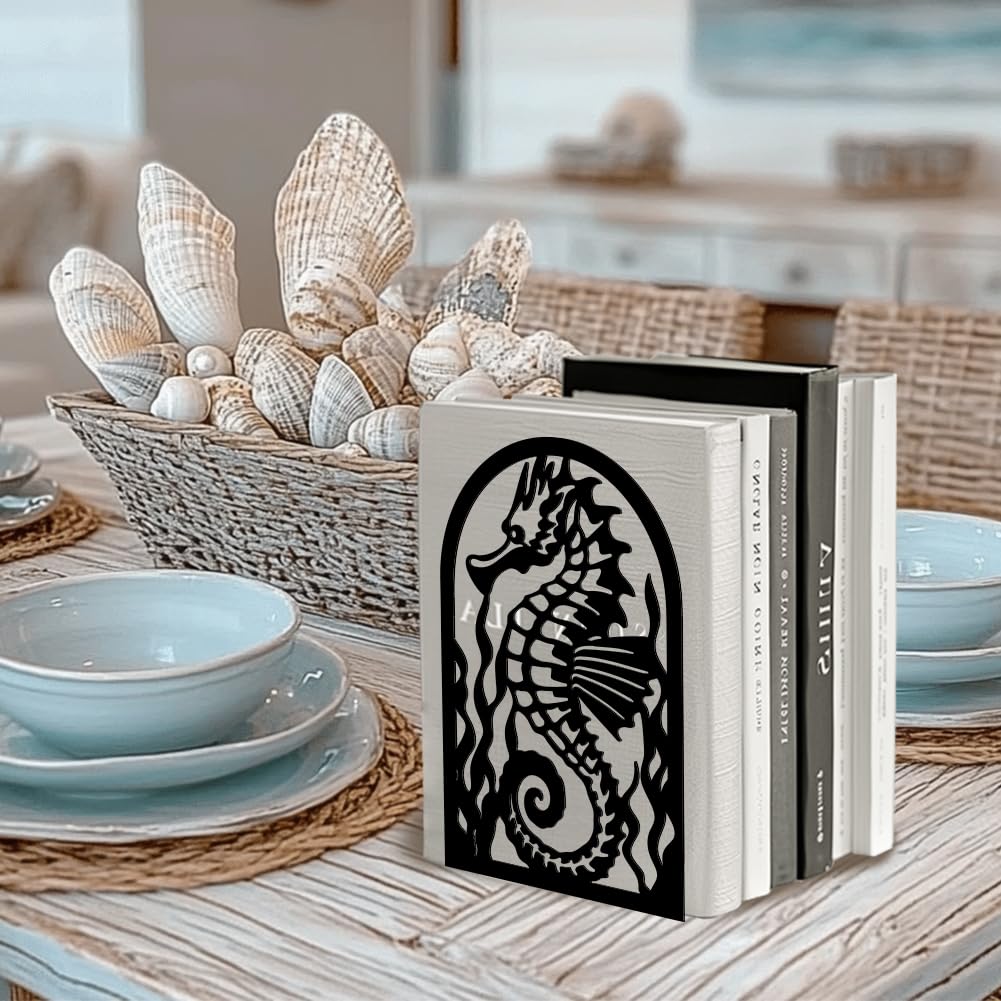 Peacoblue 5.3"x4.3"x7.9" Metal Bookends, Heavy Duty Book Ends for Shelves