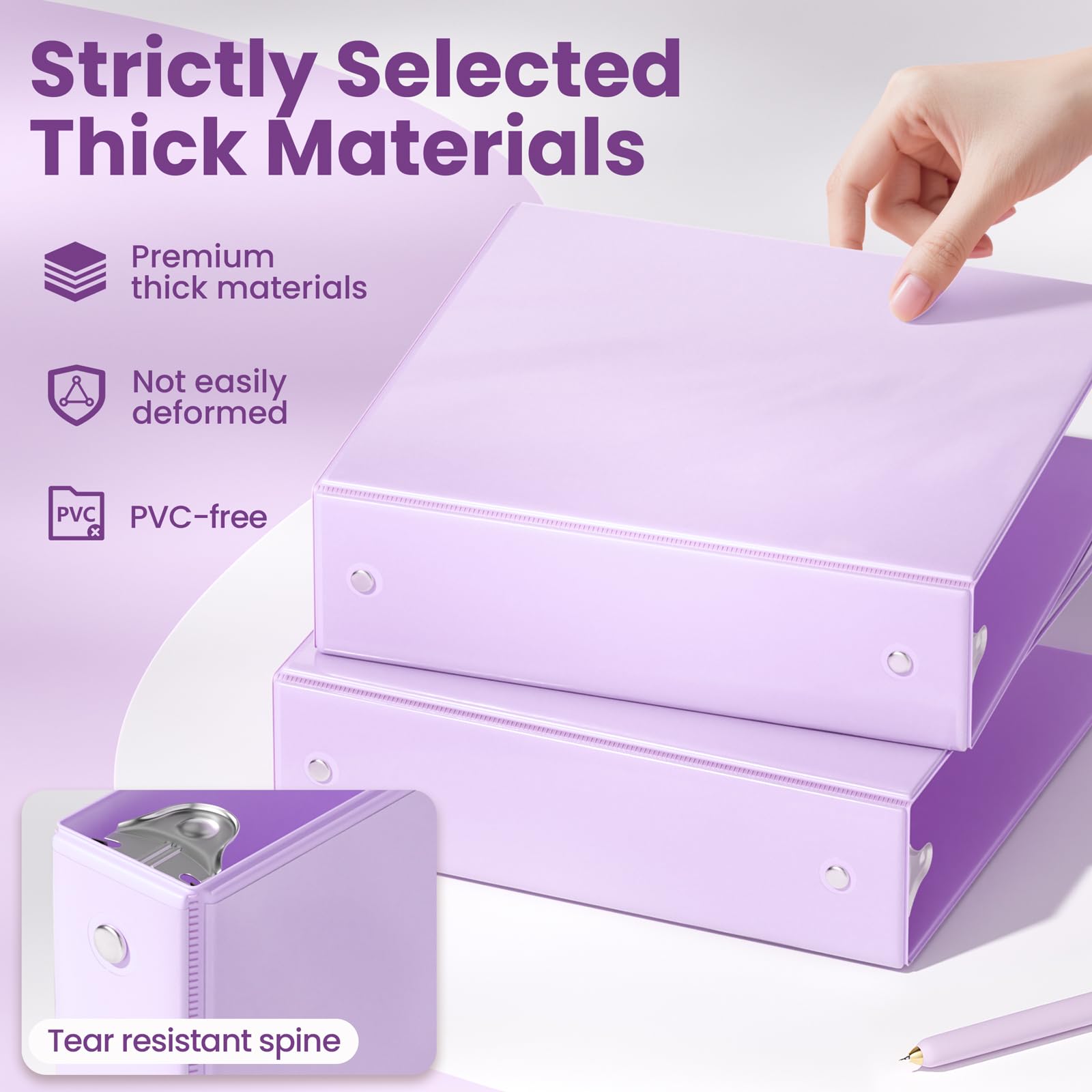 SUNEE 3 Ring Binder 2 Inch 1 Pack, Clear View Binder Three Ring PVC-Free (Fit 8.5x11 Inches) for