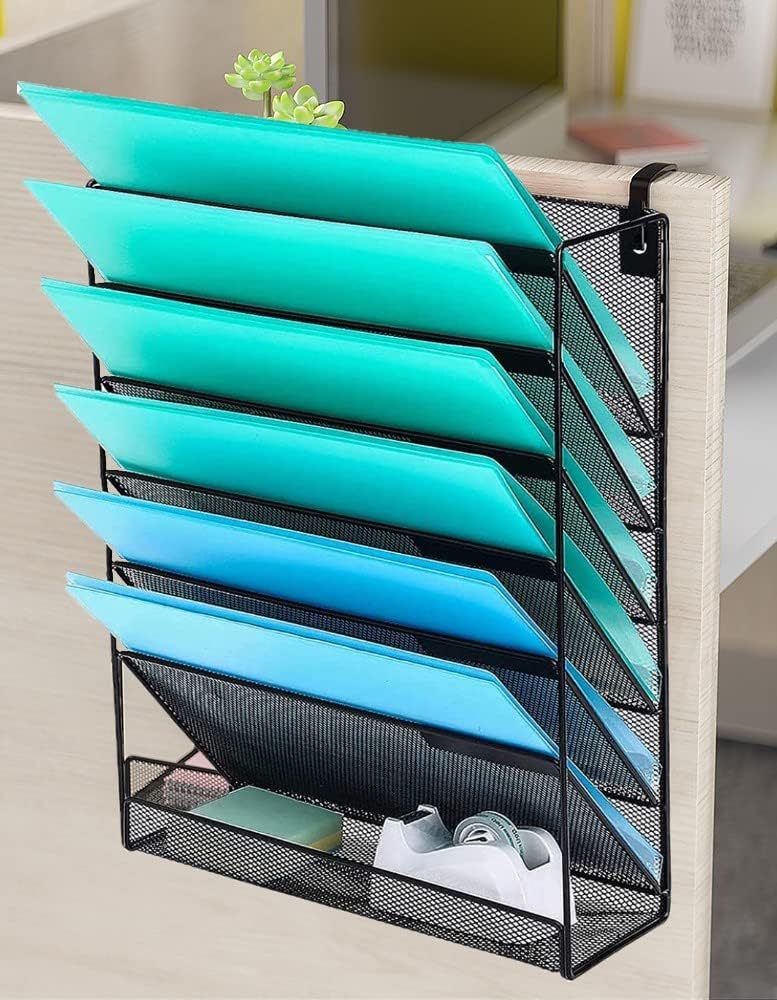 Delifox 7 Compartment Wall Mounted Hanging File Organizer for Office