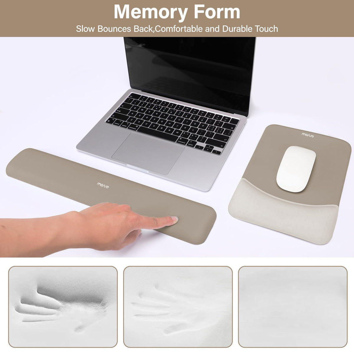 MOSISO Wrist Rest Support Mouse Pad & Keyboard Set, Bronze Brown