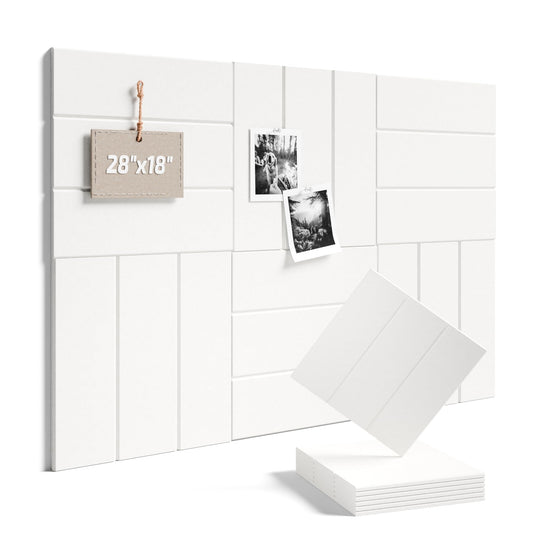Fluxynara 28" X 18" Cork Board Alternative, Wide Stripe, Milky White